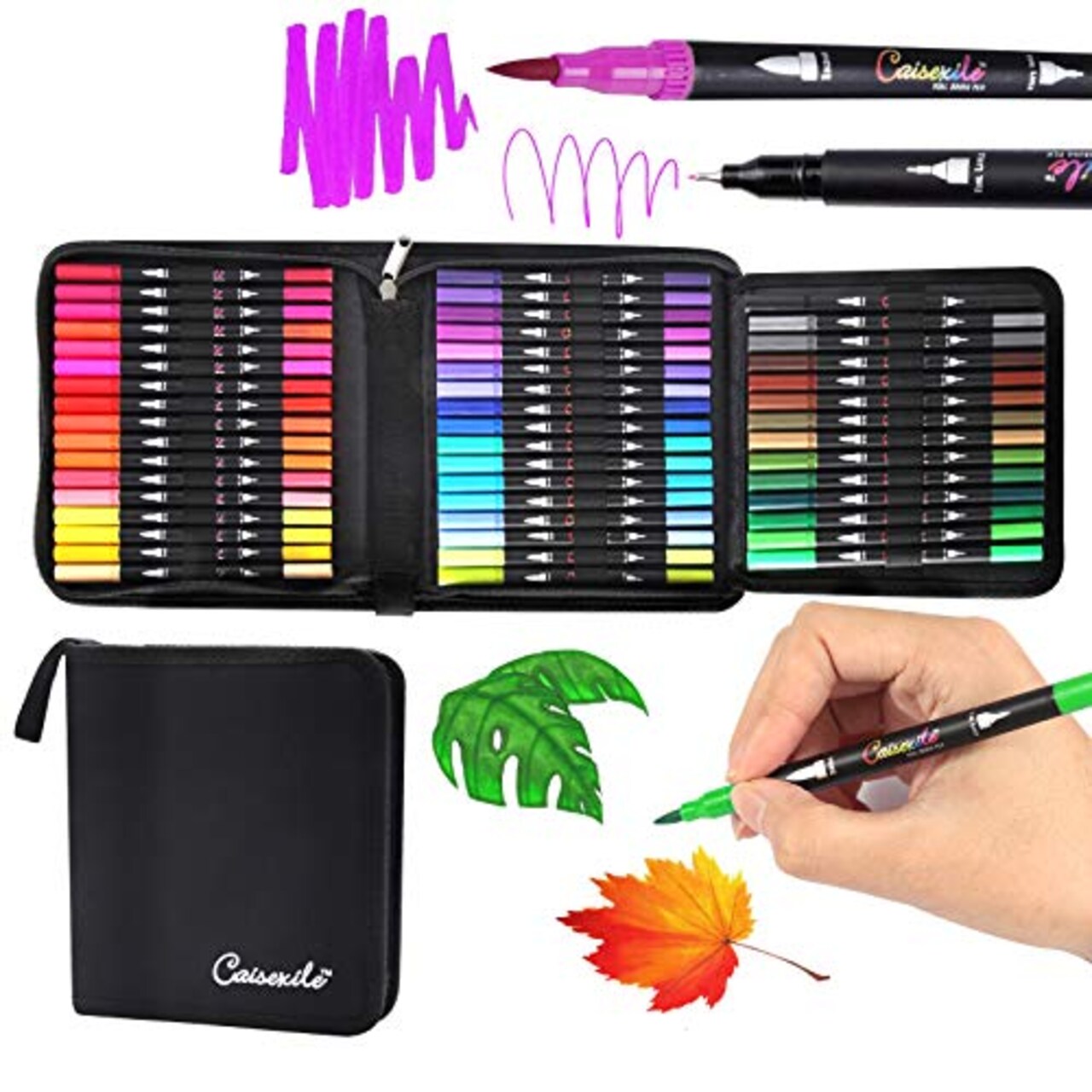 48 Color Duo Tip Pens Art Markers Set,96 Nibs Fine and Brush Tip for Adult Coloring Book Journaling Note taking Lettering Calligraphy Drawing Pens Supplies